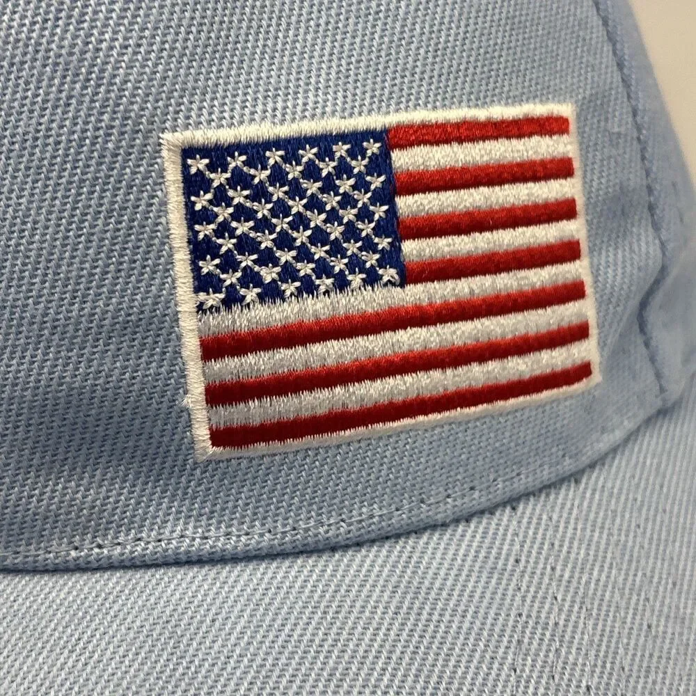 American Flag Embroidered Patch Youth Cap Kids Hat Sky Blue USA